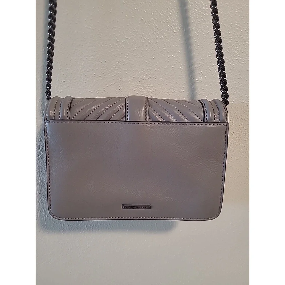Rebecca Minkoff Chevron Quilted Love Crossbody Leather‎ Bag Graphite
